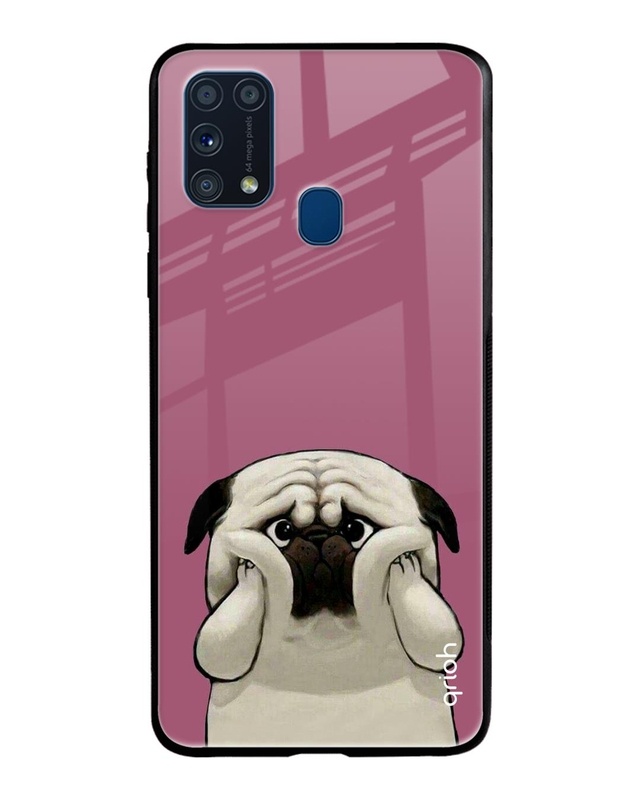 Shop Funny Pug Face Printed Premium Glass Cover For Samsung Galaxy M31 Prime(Impact Resistant-Front