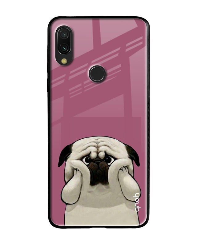 Shop Funny Pug Face Printed Premium Glass Cover For Xiaomi Redmi Note 7 Pro (Matte Finish)-Front