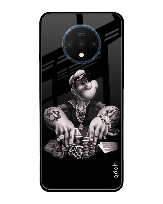 Shop Gambling Problem Printed Premium Glass Cover For OnePlus 7T (Impact Resistant, Matte Finish)-Front