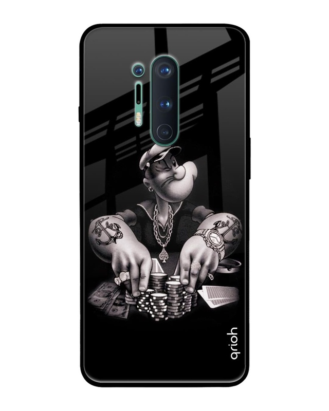 Shop Gambling Problem Printed Premium Glass Cover For OnePlus 8 Pro (Impact Resistant, Matte Finish)-Front