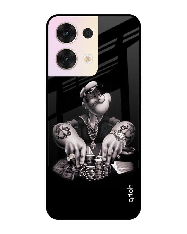 Shop Gambling Problem Printed Premium Glass Cover for Oppo Reno8 5G (Shock Proof, Scratch Resistant)-Front