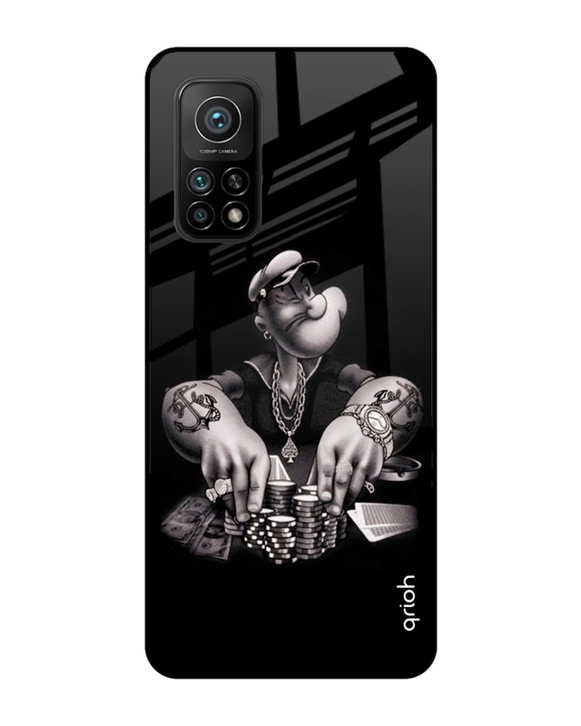 Shop Gambling Problem Printed Premium Glass Cover For Xiaomi Mi 10T Pro (Impact Resistant, Matte Finish)-Front