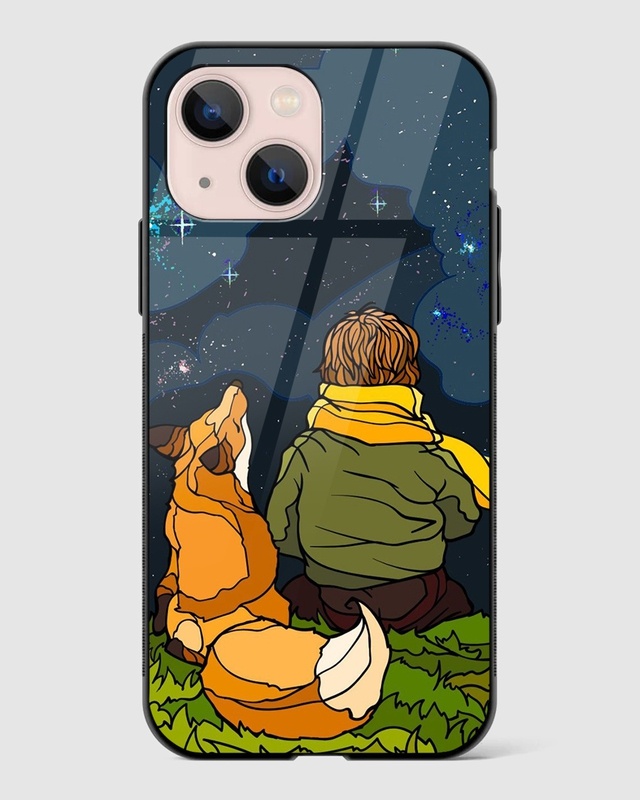 Shop Gazing Stars With Dog Premium Glass Case for Apple iPhone 14-Front