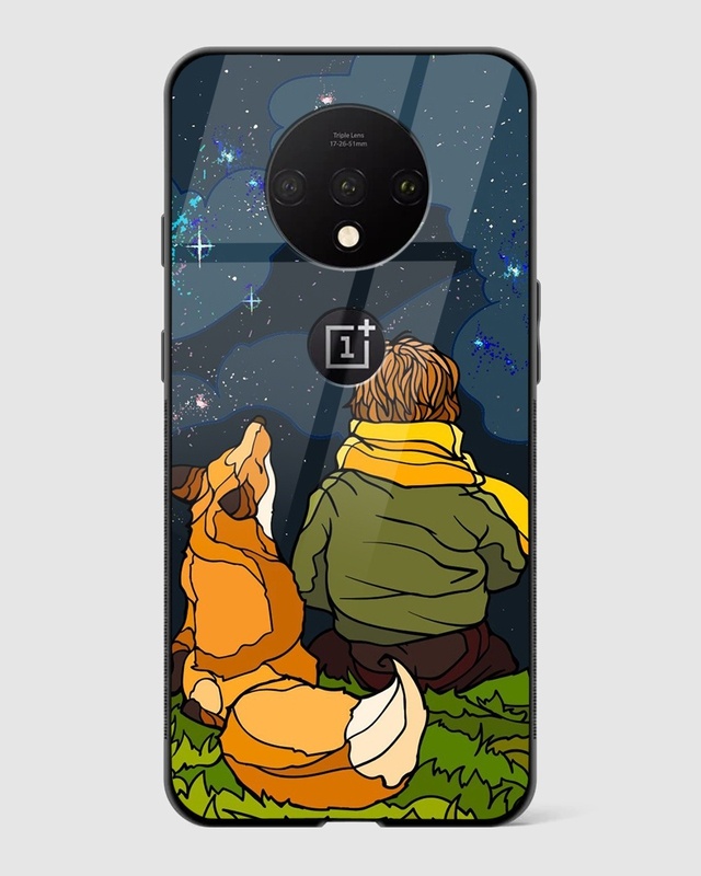 Shop Gazing Stars With Dog Premium Glass Case for OnePlus 7T-Front