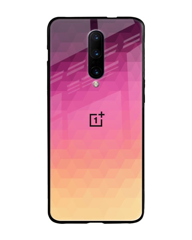 Shop Geometric Pink Diamond Premium Glass Case for OnePlus 7 Pro (Shock Proof, Scratch Resistant)-Front