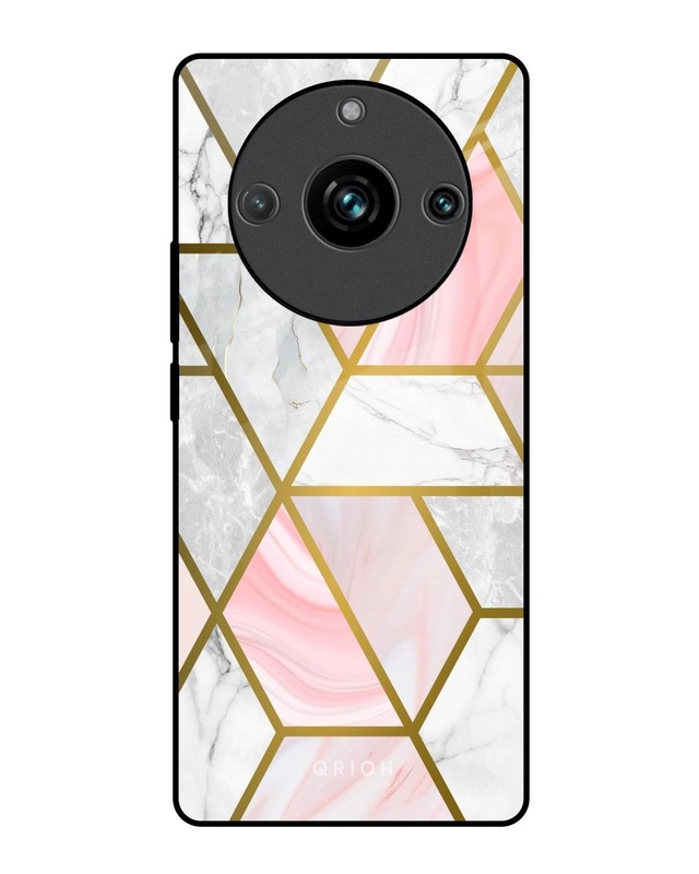 Shop Geometrical Marble Premium Glass Case for Realme 11 Pro+ 5G (Shock Proof, Scratch Resistant)-Front