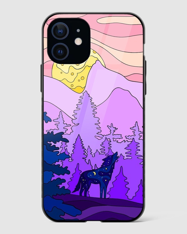 Shop Glittering Wolf Premium Glass Case for Apple iPhone 12 Mini-Front