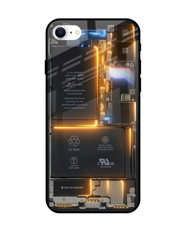 Shop Glow Up Skeleton Premium Glass Case for Apple iPhone SE 2022 (Shock Proof, Scratch Resistant)-Front