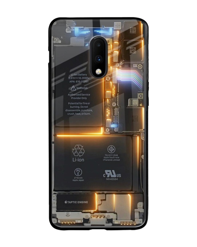 Shop Glow Up Skeleton Premium Glass Case for OnePlus 7 (Shock Proof, Scratch Resistant)-Front