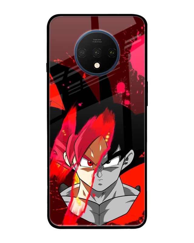 Shop Goku Red Splash Premium Glass Case for OnePlus 7T (Shock Proof,Scratch Resistant)-Front