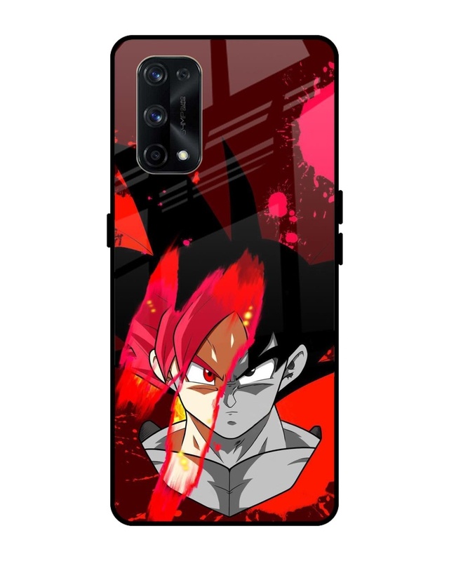 Shop Goku Red Splash Premium Glass Case for Realme X7 Pro (Shock Proof, Scratch Resistant)-Front