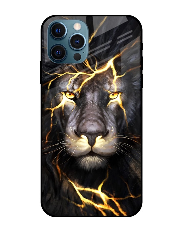 Shop Golden Grey Lion Premium Glass Case for Apple iPhone 12 Pro Max (Shock Proof, Scratch Resistant)-Front