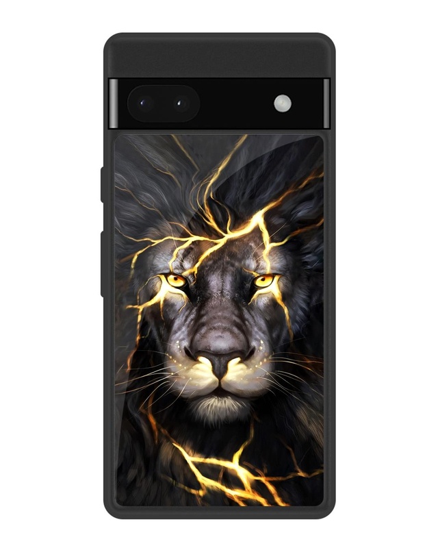 Shop Golden Grey Lion Premium Glass Case for Google Pixel 6a (Shock Proof, Scratch Resistant)-Front