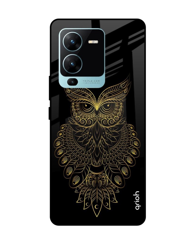 Shop Golden Owl Printed Premium Glass case for Vivo V25 Pro (Shock Proof,Scratch Resistant)-Front