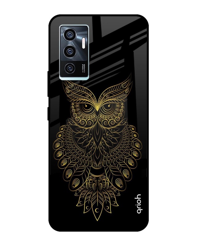 Shop Golden Owl Printed Premium Glass Cover for Vivo V23e 5G (Shock Proof, Lightweight)-Front