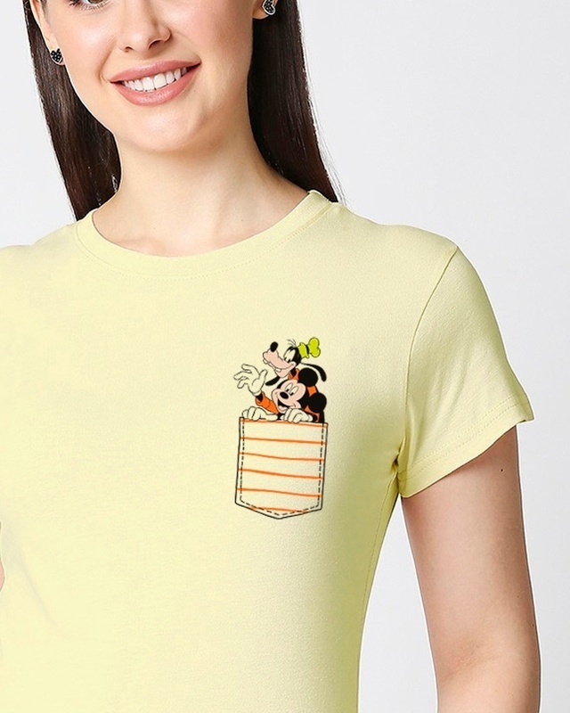 Shop Goofy Mickey Pocket Half Sleeve Printed T-Shirt-Front
