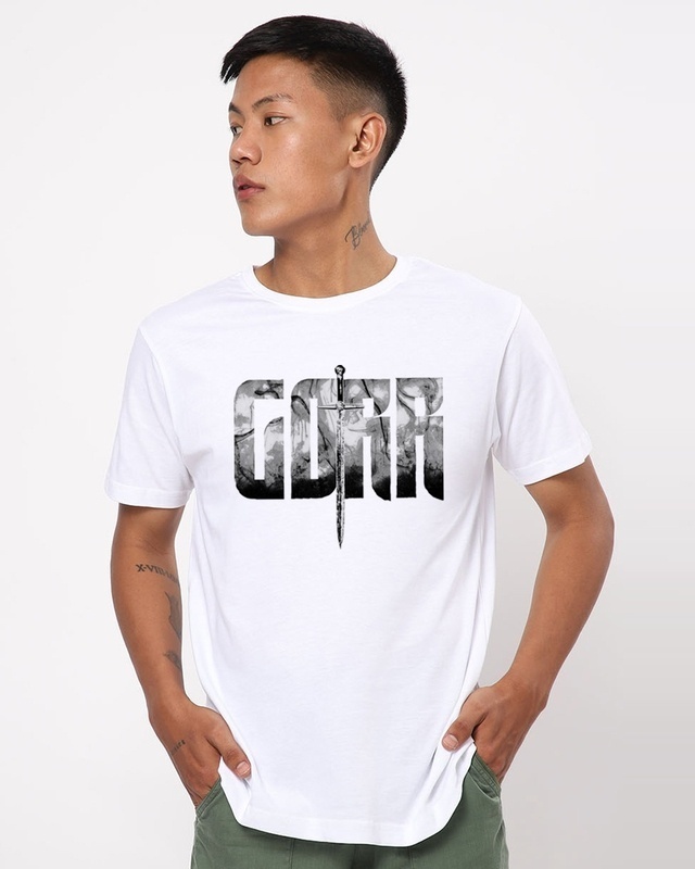 Shop Men's White Gorr Typography T-shirt-Front
