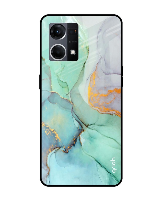 Shop Green Marble Premium Glass Case for Oppo F21s Pro (Shock Proof, Scratch Resistant)-Front