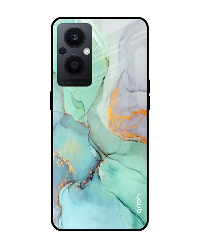 Shop Green Marble Premium Glass Case for Oppo F21s Pro (Shock Proof, Scratch Resistant)-Front