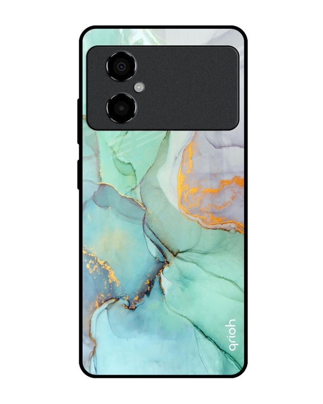 Shop Green Marble Premium Glass Case for Poco M4 5G (Shock Proof, Scratch Resistant)-Front