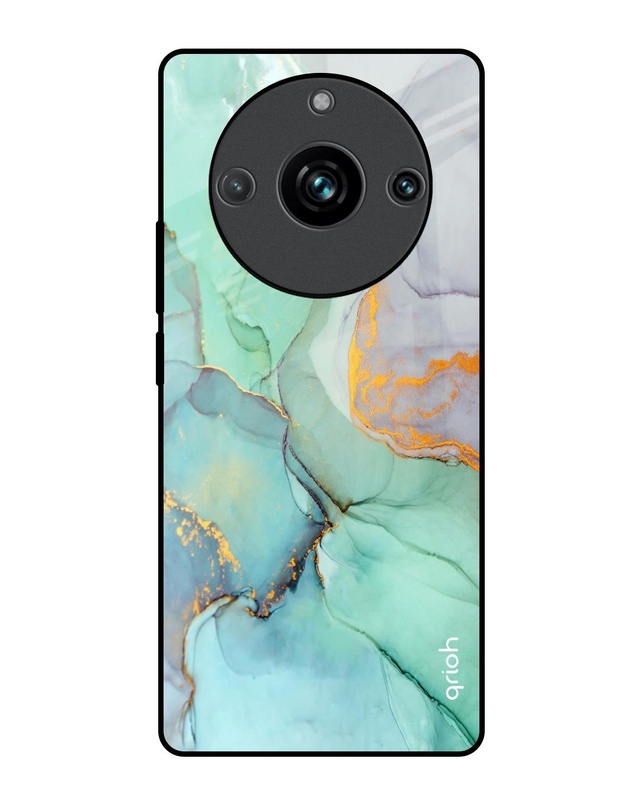 Shop Green Marble Premium Glass Case for Realme 11 Pro+ 5G (Shock Proof, Scratch Resistant)-Front