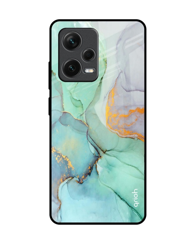 Shop Green Marble Premium Glass Case for Redmi Note 12 Pro+ 5G (Shock Proof, Scratch Resistant)-Front