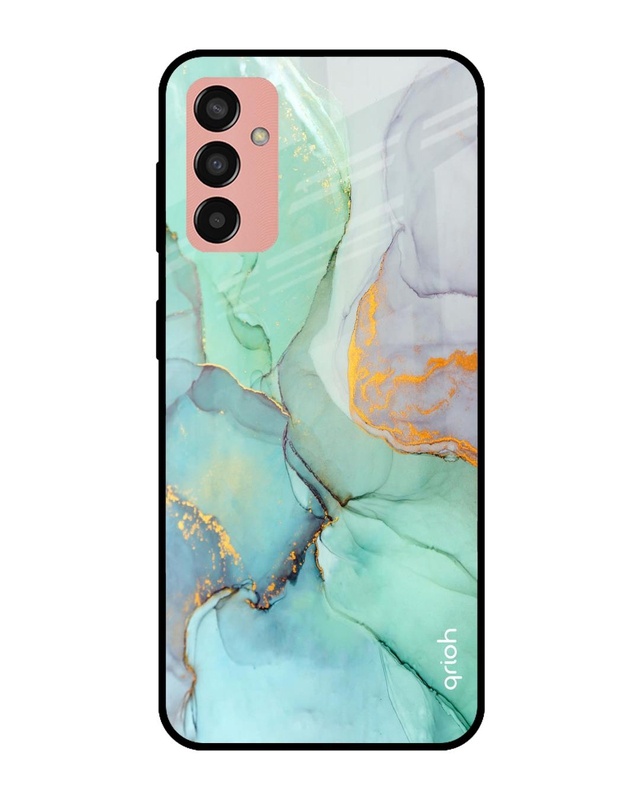 Shop Green Marble Printed Premium Glass Cover for Samsung Galaxy F13 (Shockproof, Light Weight)-Front