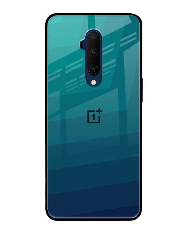 Shop Green Triangle Pattern Premium Glass Case for OnePlus 7T Pro (Shock Proof, Scratch Resistant)-Front