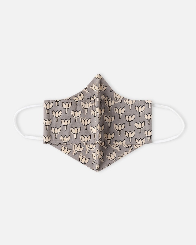 Shop Grey All Over Printed Everyday Mask-Front