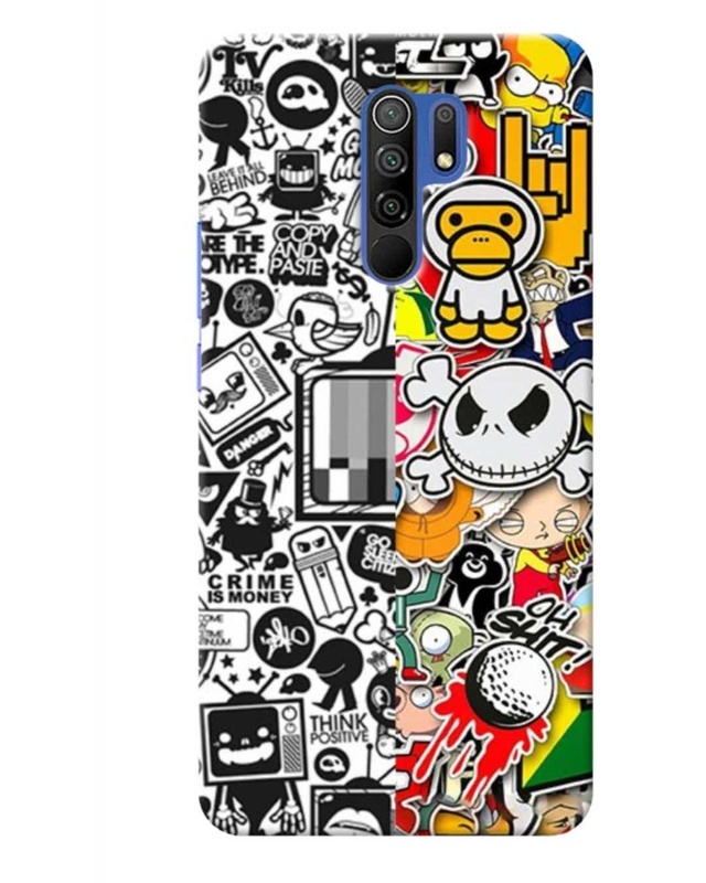 Shop GTA Multi Abstract Printed Designer Hard Cover For Poco M2 Reloaded (Impact Resistant, Matte Finish)-Front