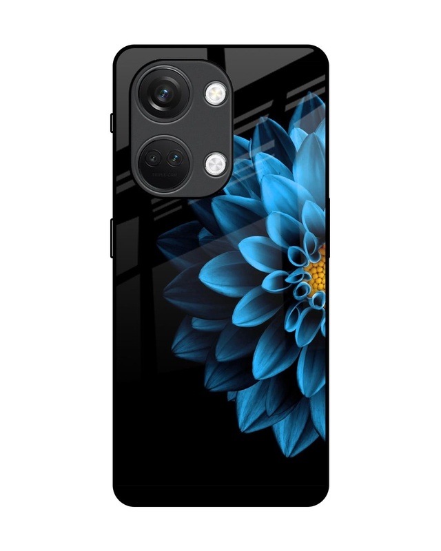 Shop Half Blue Flower Premium Glass Case for OnePlus Nord 3 5G (Shock Proof, Scratch Resistant)-Front