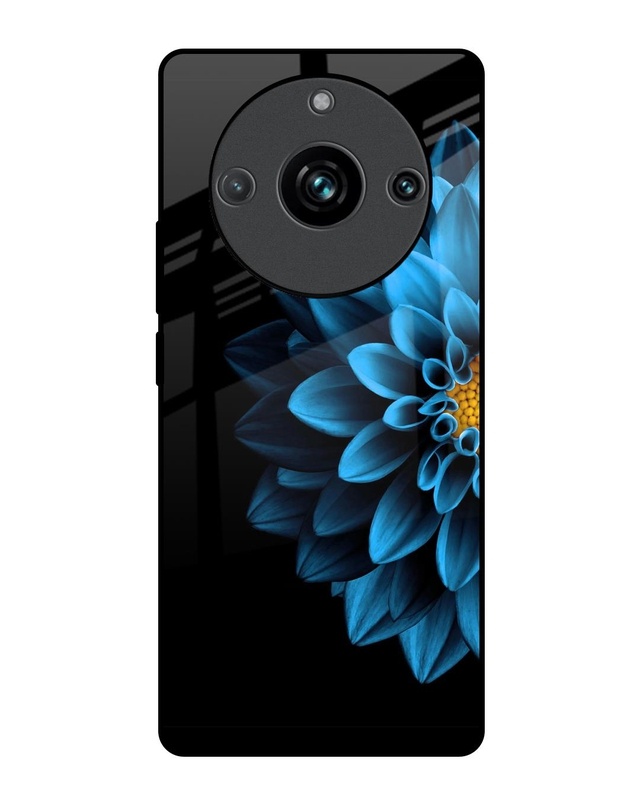 Shop Half Blue Flower Premium Glass Case for Realme 11 Pro+ 5G (Shock Proof, Scratch Resistant)-Front