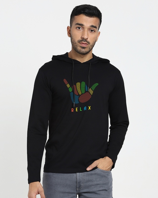 Shop Hang Loose Relax Full Sleeve Hoodie T-shirt-Front