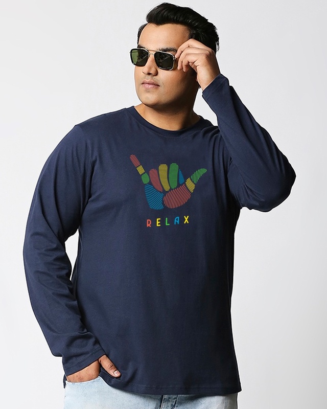 Shop Hang Loose Relax Men's Full Sleeves T-shirt Plus Size-Front