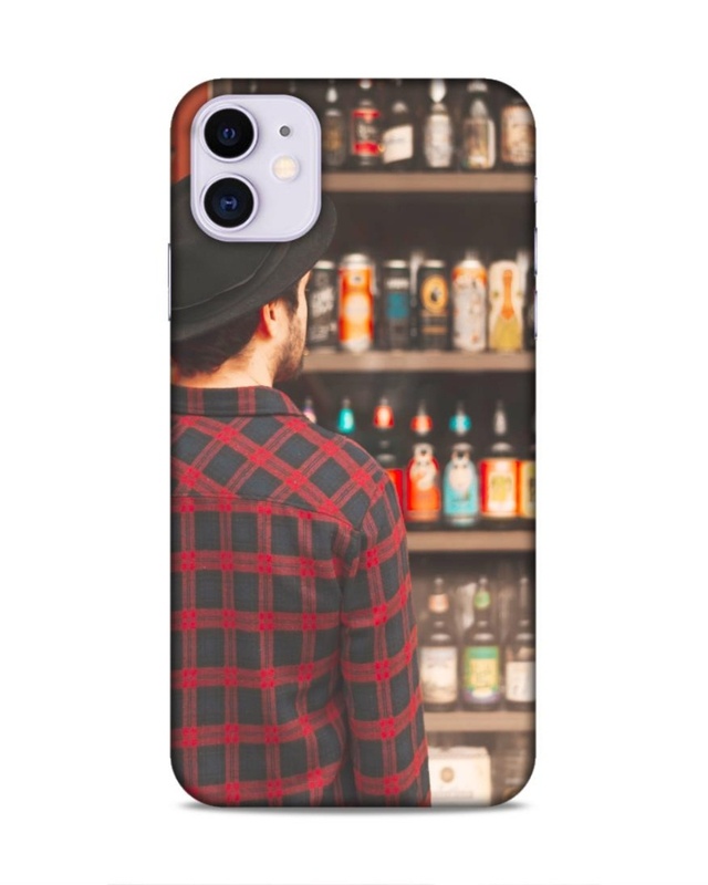Shop Happy Man Looking Beer Printed Back Cover for Apple iPhone 11 (Real 3D, Impact Resistant)-Front