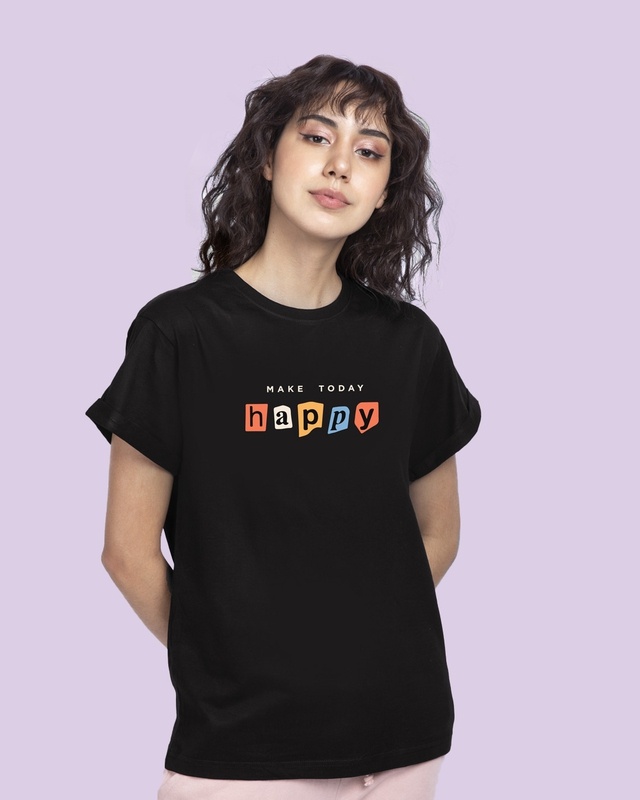 Shop Happy Today Boyfriend T-Shirt-Front