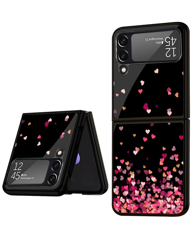 Shop Heart Rain Fall Premium Glass Case for Samsung Galaxy Z Flip4 5G (Shock Proof, Scratch Resistant)-Front