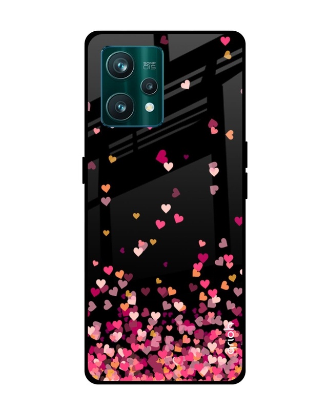 Shop Heart Rain Fall Printed Premium Glass Cover For Realme 9 Pro 5G (Shock Proof , Light weight)-Front