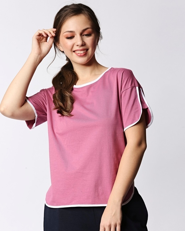 Shop Heater Rose Half Sleeves Tape T-shirt-Front