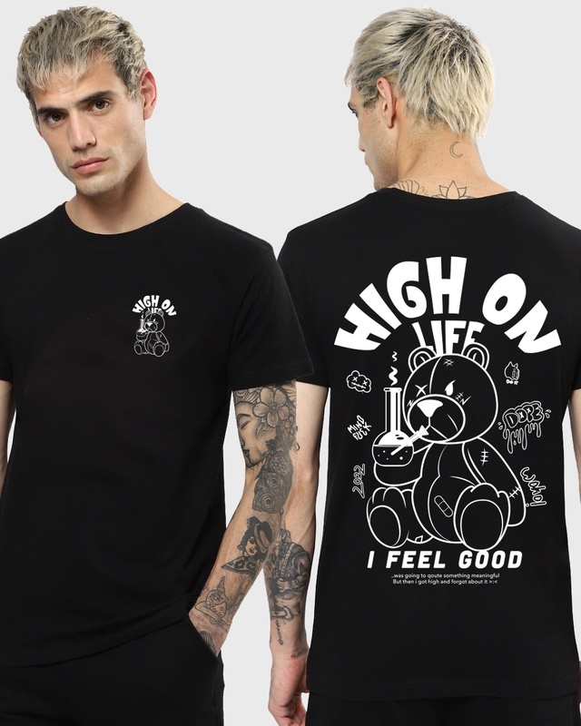 Shop Men's Black High On Life Graphic Printed T-shirt-Front