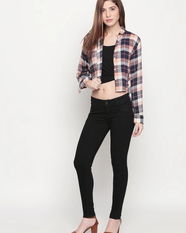 Shop High Star Women's Black Skinny Fit Low Rise Jeans-Front