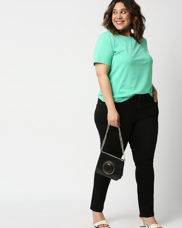 Shop High Star Women's Black Slim Fit  Plus Size Jeans-Front