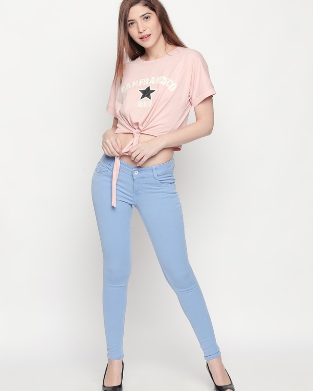 Shop High Star Women's Blue Skinny Fit Low Rise Jeans-Front