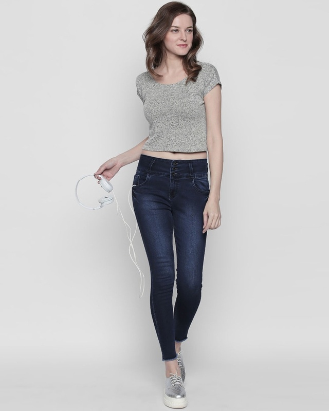 Shop High Star Women's Blue Skinny Fit Plus Size Jeans-Front