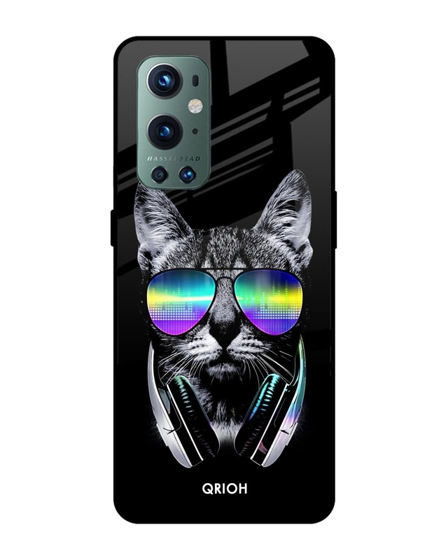 Shop Hip Cat Premium Glass Case for OnePlus 9 Pro (Shock Proof, Scratch Resistant)-Front