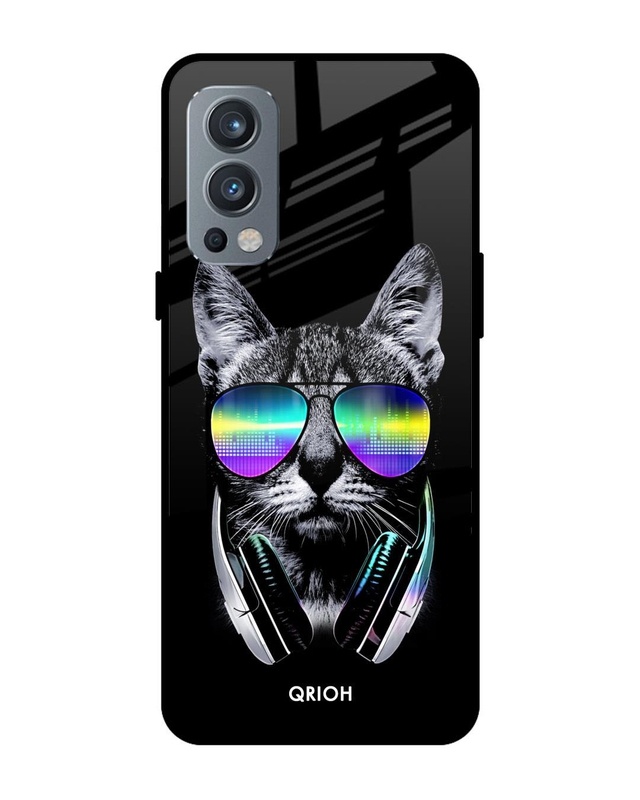 Shop Hip Cat Premium Glass Case for OnePlus Nord 2 (Shock Proof, Scratch Resistant)-Front