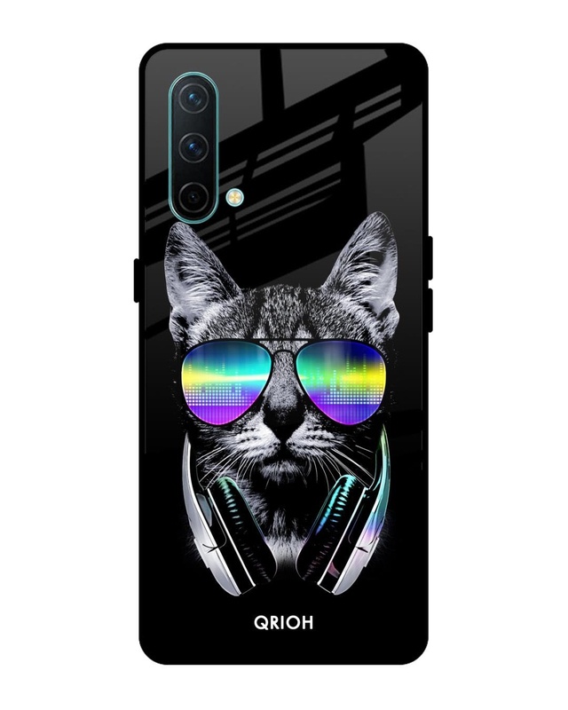 Shop Hip Cat Premium Glass Case for OnePlus Nord CE (Shock Proof, Scratch Resistant)-Front