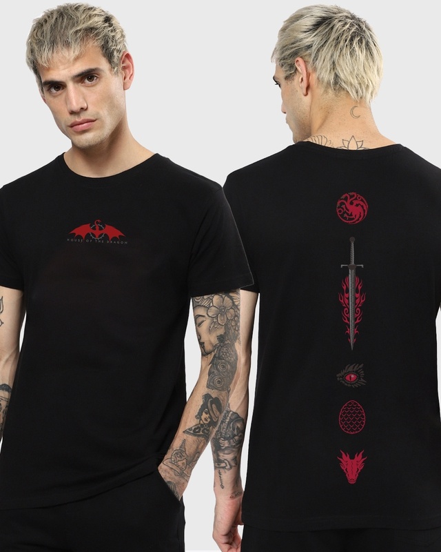 Shop Men's Black House Of The Dragon Iconic Graphic Printed T-shirt-Front
