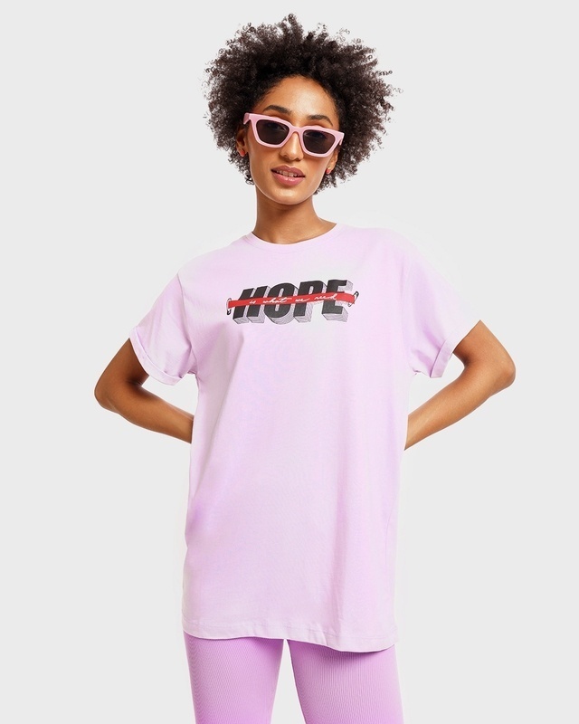 Shop Women's Purple Hope Need Typography Boyfriend T-shirt-Front