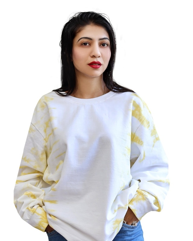 Shop Women's Yellow Tie & Dye Loose Fit Sweatshirt-Front